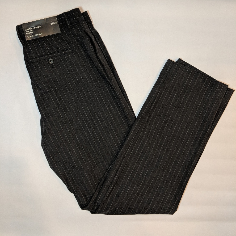 Banana Republic Mens Black Gavin Flat Front 33/34